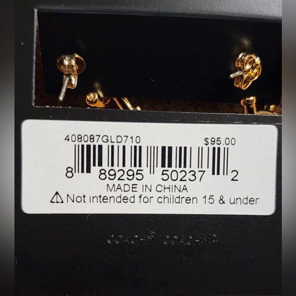 Coach Lock and Key Gold-tone Plated Brass & Crystals Quilted Mismatched Earrings - Picture 6 of 10